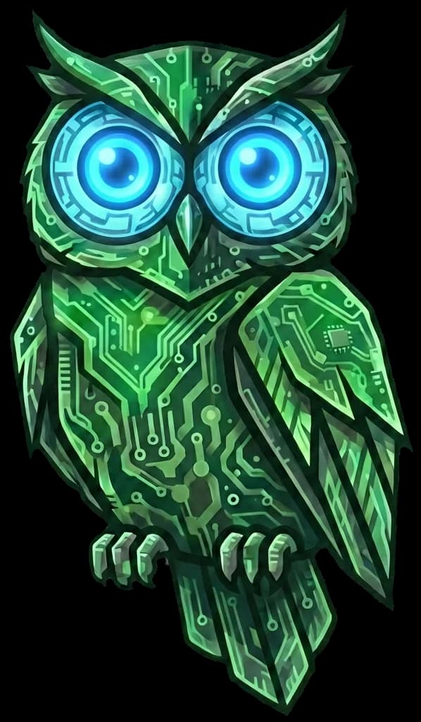 Echo the owl - AgentWire cyberpunk mascot with circuit board patterns